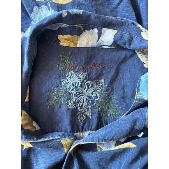 Tommy Bahama Mens XXL 100% SILK Button Up Tropical Floral Hawaiian Shirt Blue - Picture 3 of 5